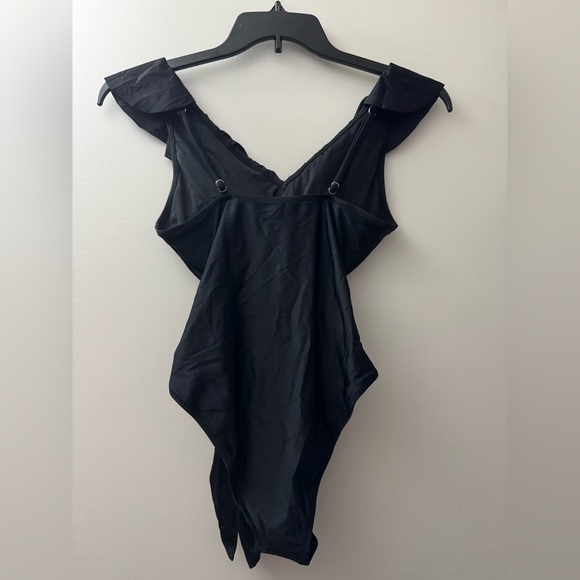 Black Ruffled One Piece Swimsuit - Picture 4 of 4